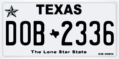 TX license plate DOB2336