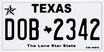 TX license plate DOB2342
