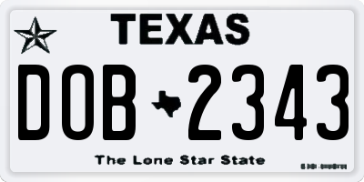 TX license plate DOB2343