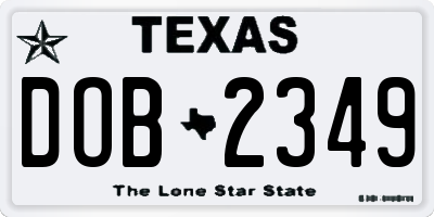 TX license plate DOB2349