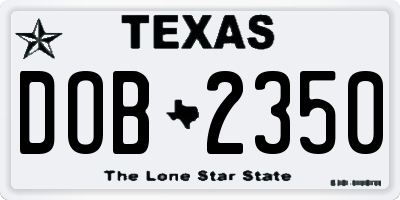 TX license plate DOB2350