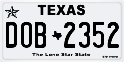 TX license plate DOB2352