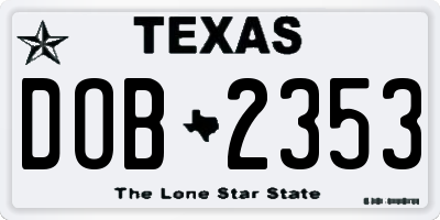 TX license plate DOB2353