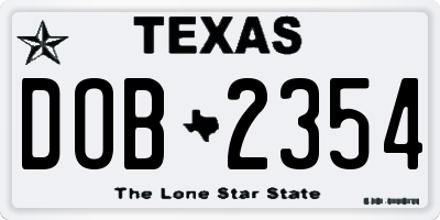 TX license plate DOB2354