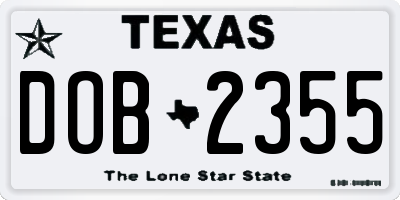 TX license plate DOB2355