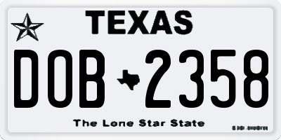 TX license plate DOB2358