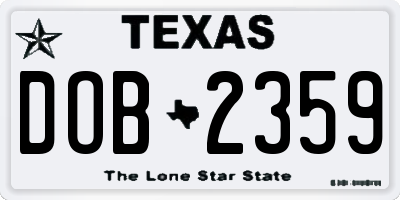 TX license plate DOB2359