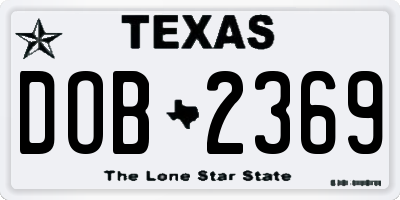 TX license plate DOB2369
