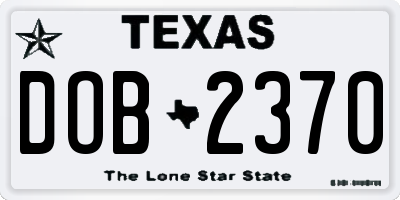 TX license plate DOB2370