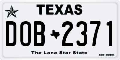 TX license plate DOB2371