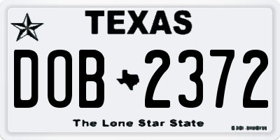 TX license plate DOB2372