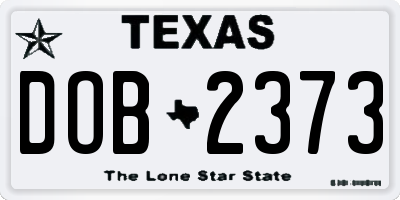 TX license plate DOB2373