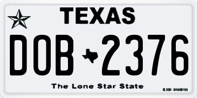 TX license plate DOB2376