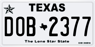 TX license plate DOB2377