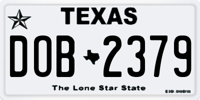 TX license plate DOB2379