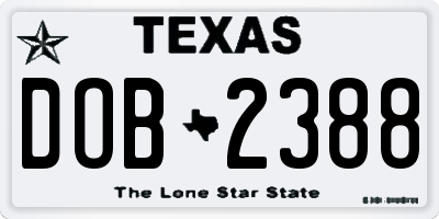 TX license plate DOB2388