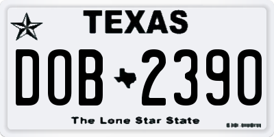 TX license plate DOB2390