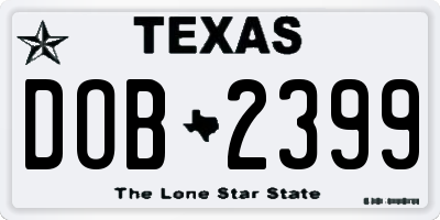 TX license plate DOB2399