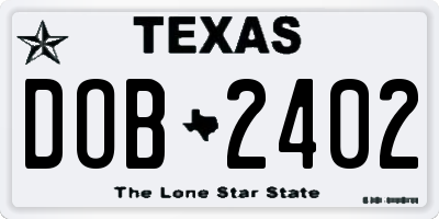 TX license plate DOB2402