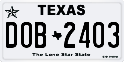 TX license plate DOB2403