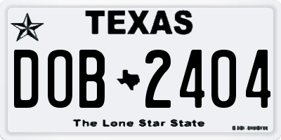 TX license plate DOB2404