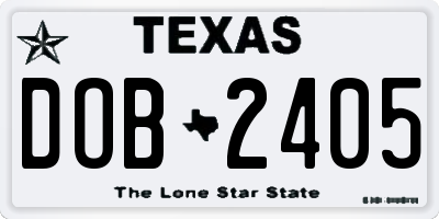 TX license plate DOB2405