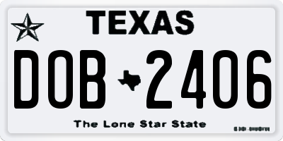 TX license plate DOB2406