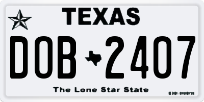 TX license plate DOB2407