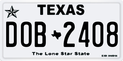 TX license plate DOB2408