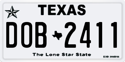 TX license plate DOB2411