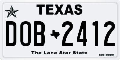 TX license plate DOB2412