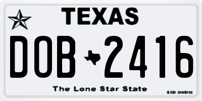 TX license plate DOB2416