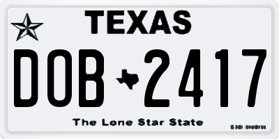 TX license plate DOB2417