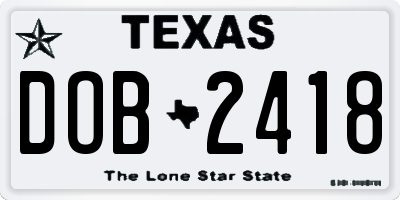 TX license plate DOB2418