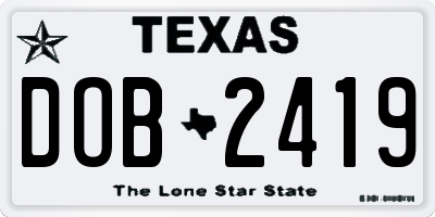 TX license plate DOB2419