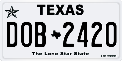 TX license plate DOB2420