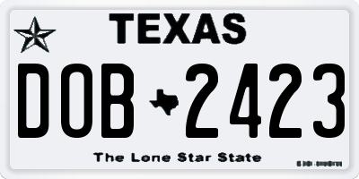 TX license plate DOB2423