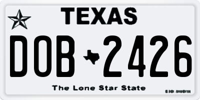 TX license plate DOB2426