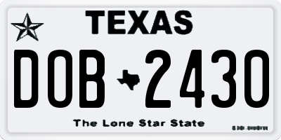TX license plate DOB2430