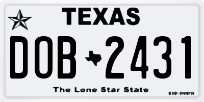 TX license plate DOB2431