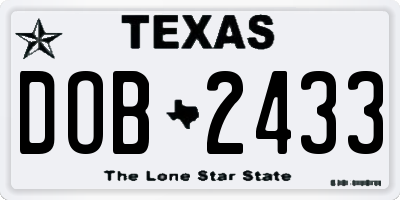 TX license plate DOB2433