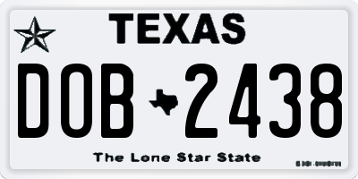 TX license plate DOB2438