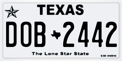 TX license plate DOB2442