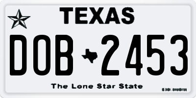 TX license plate DOB2453