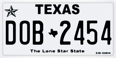 TX license plate DOB2454