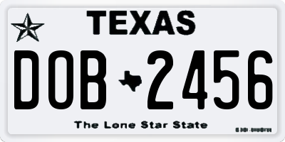 TX license plate DOB2456
