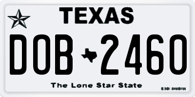 TX license plate DOB2460