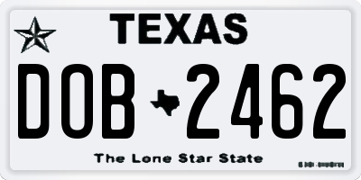 TX license plate DOB2462