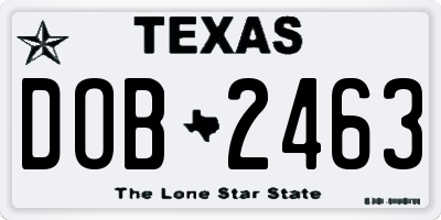 TX license plate DOB2463
