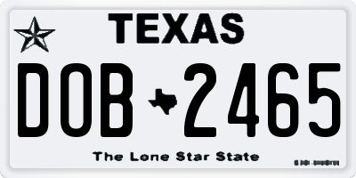 TX license plate DOB2465
